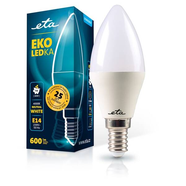 LED žiarovka ETA EKO LEDka sviečka 7W, E14, neutrálna biela 

