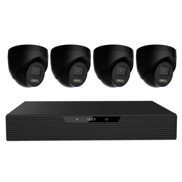 Kamerový systém iGET HOME NVR PoE N85P4 - NVR PoE rekordér + 4x kamera 3K (5 MPx) čierny

