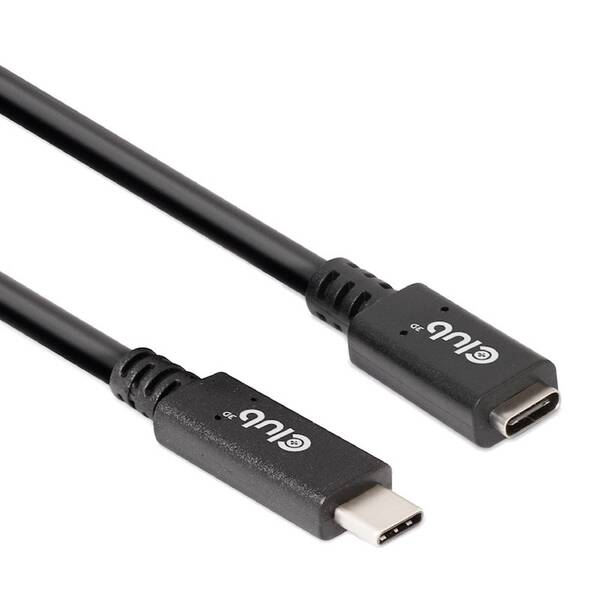 Kábel Club3D USB-C 60W, predlžovací, 2m čierny

