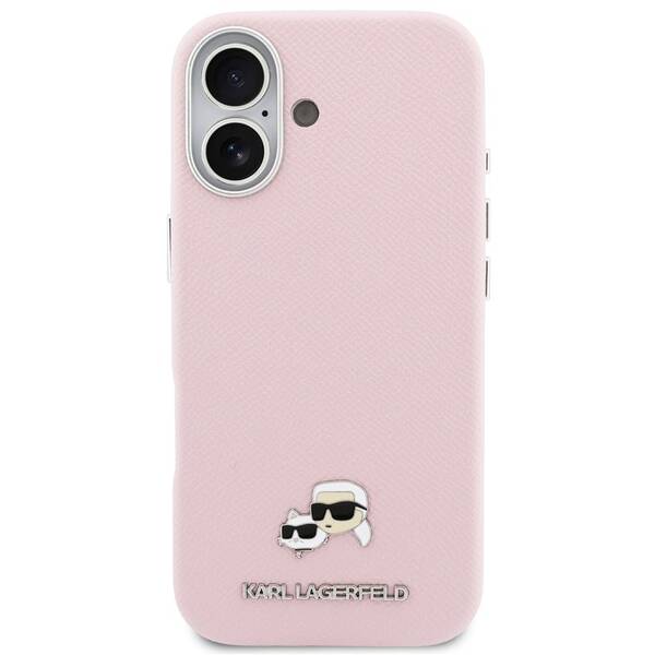 Kryt na mobil Karl Lagerfeld PU Karl and Choupette Heads Pins MagSafe na Apple iPhone 17 ružový

