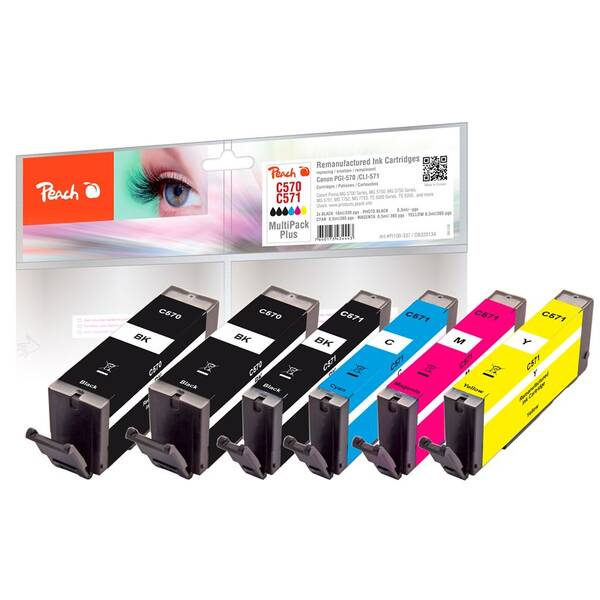 Cartridge Peach Canon PGI-570/CLI-571 MultiPack Plus, 2x18, 4x8, 5ml - CMYK 

