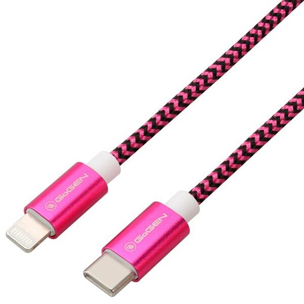 Kábel GoGEN USB-C / Lightning, 1m, opletený fialový

