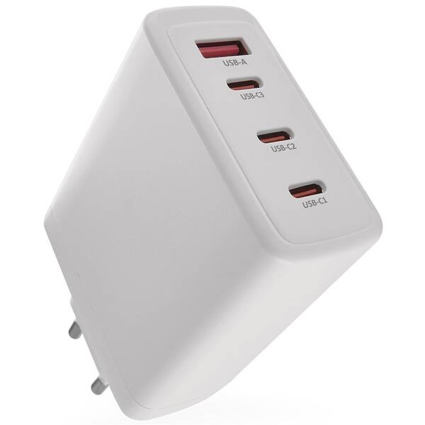 Nabíjačka do siete EMOS GaN, 120W, 1x USB-A/3x USB-C biela

