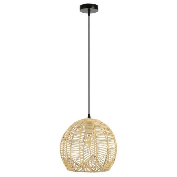 Závesné svietidlo IMMAX BOHO PELO, D30cm, E27, prírodný ratan čierne/hnedé

