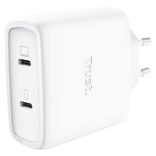 Nabíjačka do siete Trust MAXO 65W 2-Port GaN, USB-C biely

