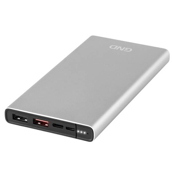 Powerbank GND 10000 mAh, USB-C PD 18W strieborná

