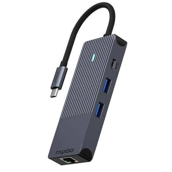 USB Hub Rapoo 8-in-1 USB-C Multiport čierny

