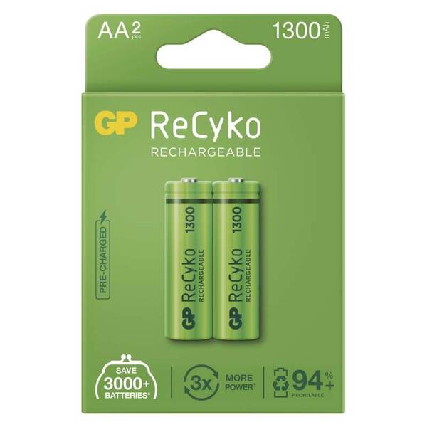 Batéria nabíjacia GP ReCyko, HR06, AA, 1300mAh, NiMH, krabička 2ks 

