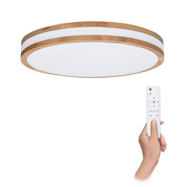 LED stropné svietidlo Solight Woody, 48W, s diaľkovým ovládačom, 3360lm, 38cm, stmievanie, studená/neutrálna/teplá biela biele/hnedé

