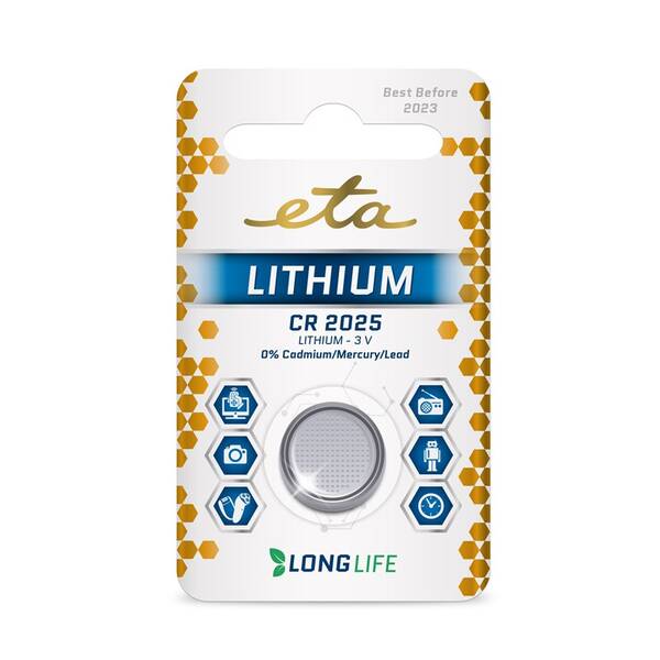 Batéria lítiová ETA CR2025, blister 1ks 

