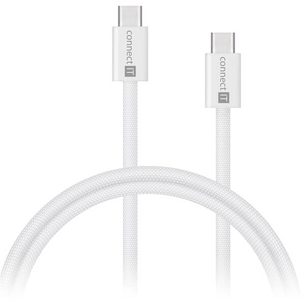 Kábel Connect IT Wirez USB-C/USB-C, 60 W, 1 m biely


