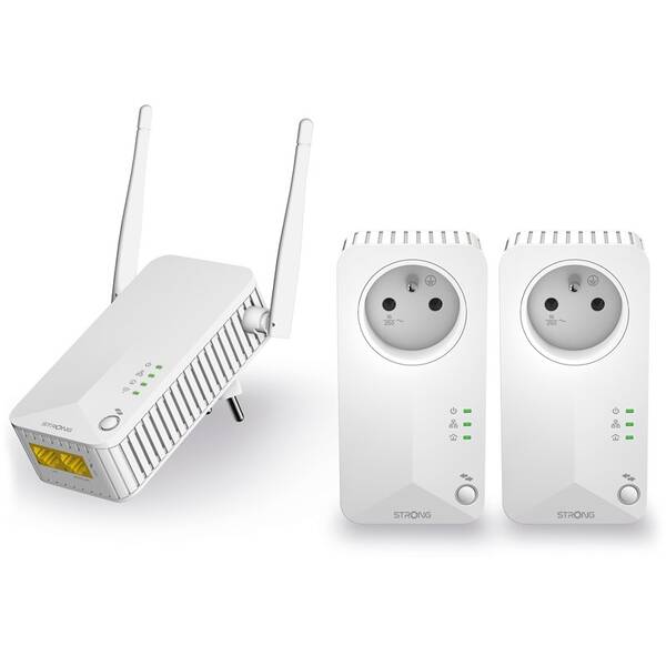 Sieťový rozvod LAN po 230V Strong Powerline WF 600 TRI FR, 3ks biely

