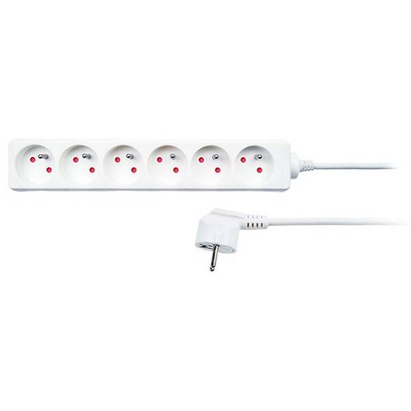 Kábel predlžovací Solight 6x zásuvka, 5m biely

