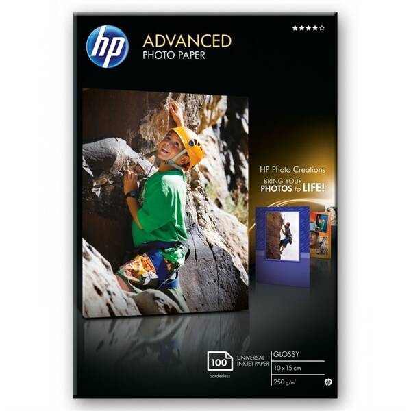 Fotopapier HP Advanced Photo Paper, lesklý, 10 x 15 cm, bez okrajov, 100 listov, 250 g/m2 

