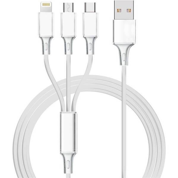 Kábel Mobilnet 3v1 USB na Micro SB/Lightning/USB-C/ 1,2 m sivý

