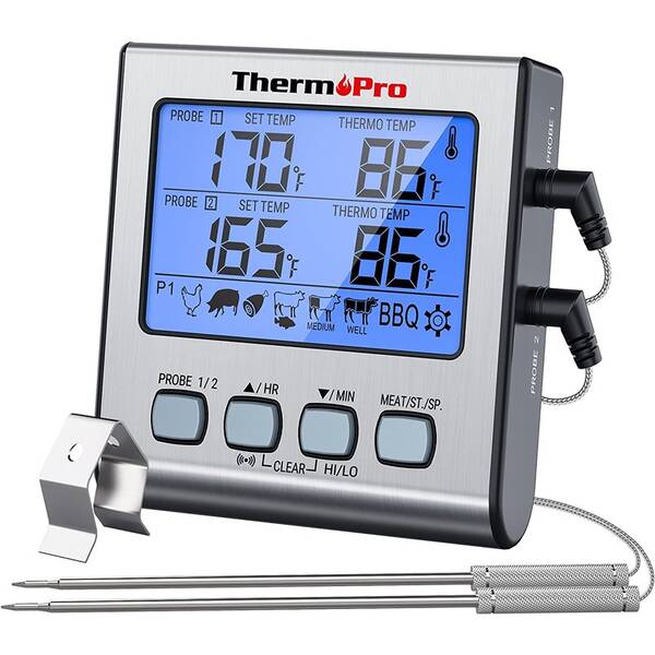 Teplomer do mäsa ThermoPro TP-17 strieborný

