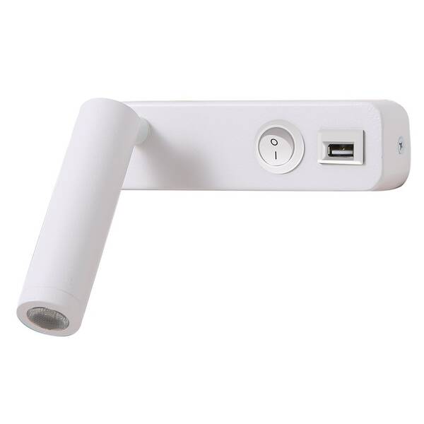 Nástenné svietidlo IMMAX GOAL LED, vypínač, USB, 3W biele

