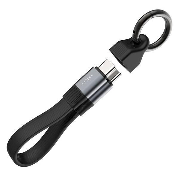 Kábel FIXED Clip Cable USB-C/USB-C, s karabinou, 3.2 Gen 2, 240W čierny

