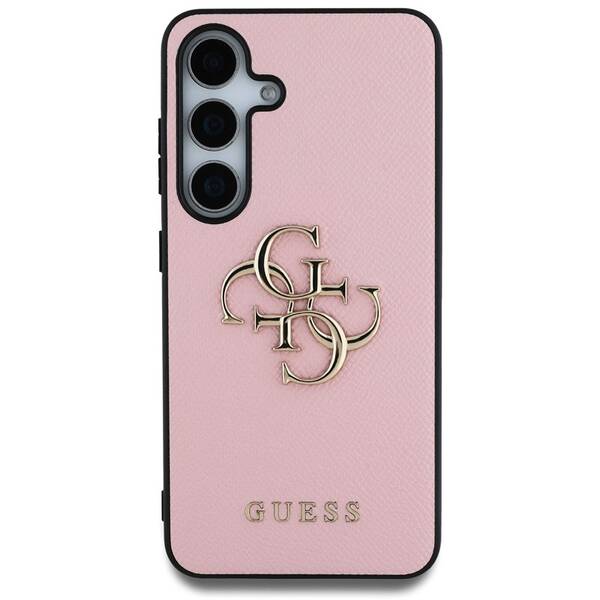 Kryt na mobil Guess PU Grained 4G Metal Logo na Samsung Galaxy S25 ružový

