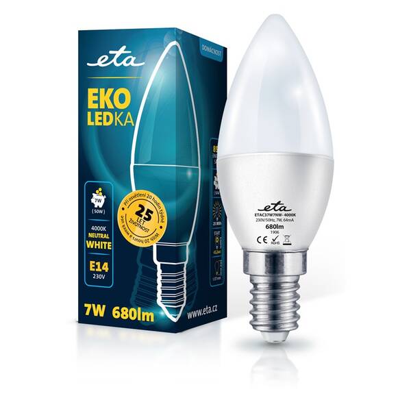 LED žiarovka ETA EKO LEDka sviečka 7W, E14, neutrálna biela 

