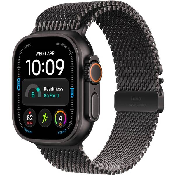 Inteligentné hodinky Apple GPS + Cellular 49 mm černý titan, černý titanový milánský tah - M 

