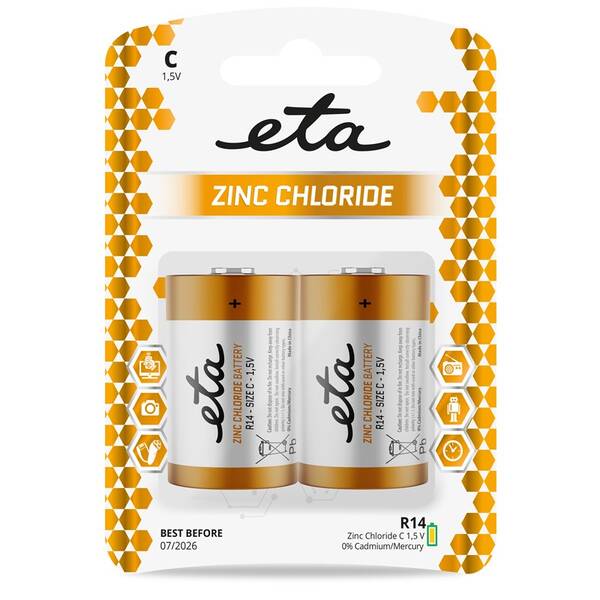 Batéria zinkochloridová ETA C, R14, blister 2ks 


