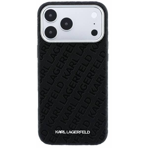 Kryt na mobil Karl Lagerfeld PU Grained Allover Semi Wrap Magsafe na Apple iPhone 18 Pro čierny

