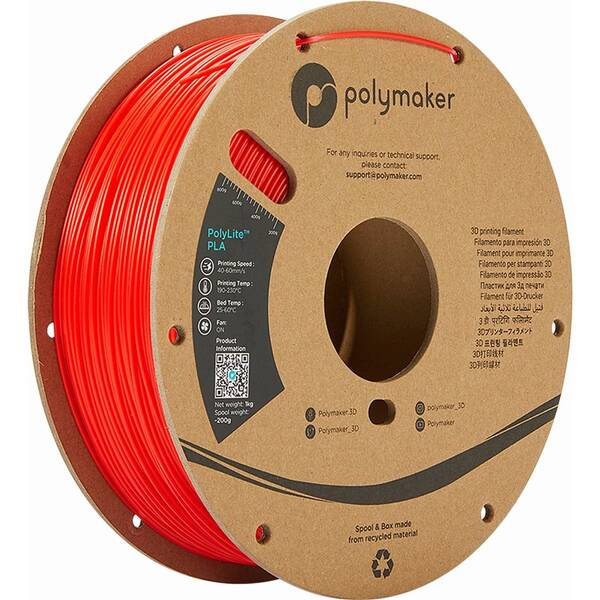 Tlačová struna (filament) Polymaker PolyLite PLA, 1,75 mm, 1 kg červený

