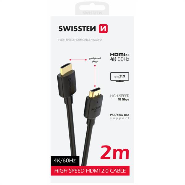 Kábel Swissten 75501112 HDMI 2.0 4K 2 m čierny


