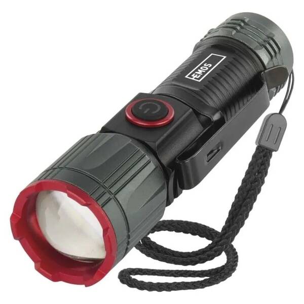 Lampáš EMOS LED nabíjateľná kovová malá 300 lm, 700 mAh čierna

