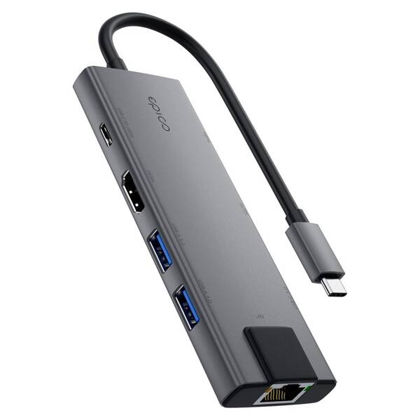 USB Hub Epico UltraHub 9in1 Slim Alu EH30 USB-C, Ethernet čierny


