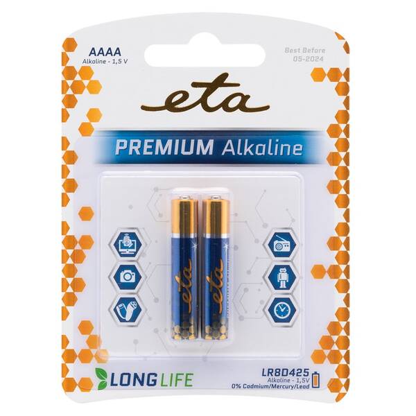 Batéria alkalická ETA AAAA, blister 2ks 

