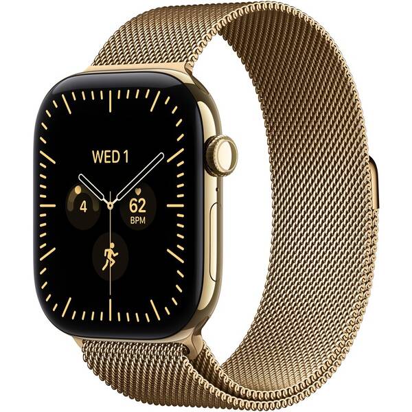 Inteligentné hodinky Apple GPS + Cellular 42 mm zářivě zlatý titan, zářivě zlatý milánský tah 

