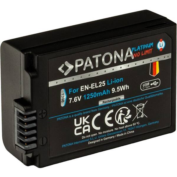 Batéria PATONA pre foto Nikon EN-EL25 1250mAh Li-Ion Platinum, USB-C čierna

