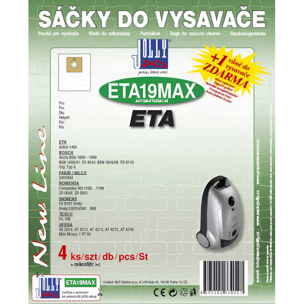 Vrecká pre vysávače Jolly MAX ETA 19 (4 ks) 

