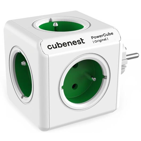Rozbočovacia zásuvka Cubenest Powercube Original, 5x zásuvka biela/zelená

