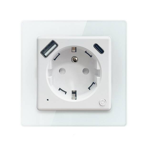 Inteligentná zásuvka IMMAX NEO SMART, Nexa s kolíkom (typ E) / 1× USB / 1× USB-C / PD 20 W / Zigbee / LIDL / TUYA biela


