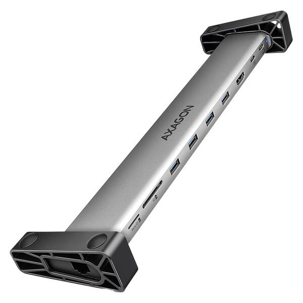 USB Hub Axagon USB-C 5Gbps LONGER 9in1 hub strieborný

