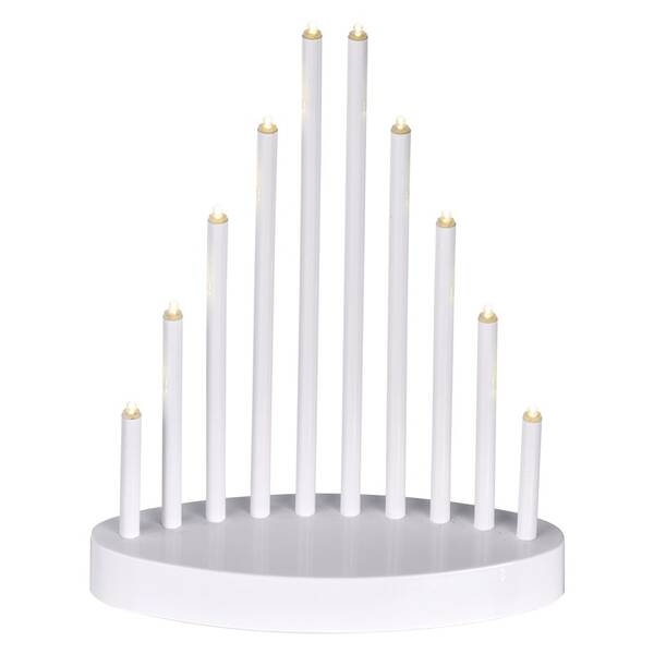 LED dekorácie EMOS 10 LED svietnik biely, 24,5 cm, 3x AA, vnútorná, teplá biela, časovač 

