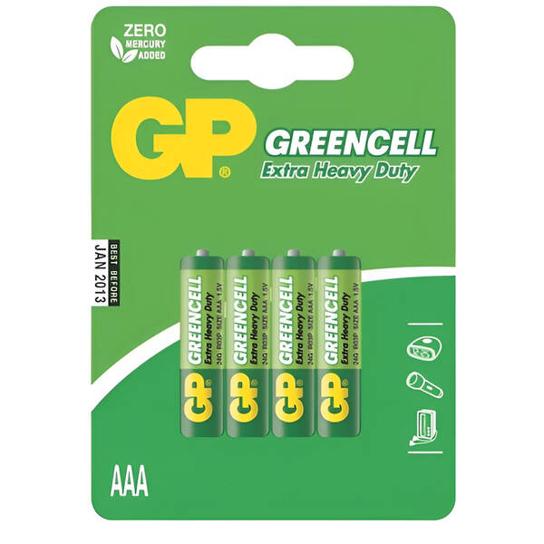 Batéria zinkochloridová GP Greencell AAA, R03, blister 4ks 

