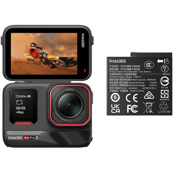 Outdoorová kamera Insta360 Ace Pro 2 + akumulátor čierna

