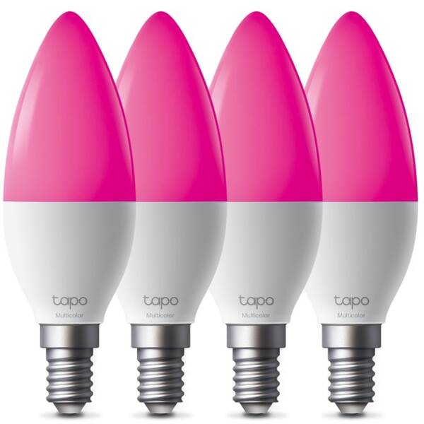 Inteligentná žiarovka TP-Link Tapo L430C Smart Wi-Fi, E14, 4,8 W, viacfarebná, 4 ks 

