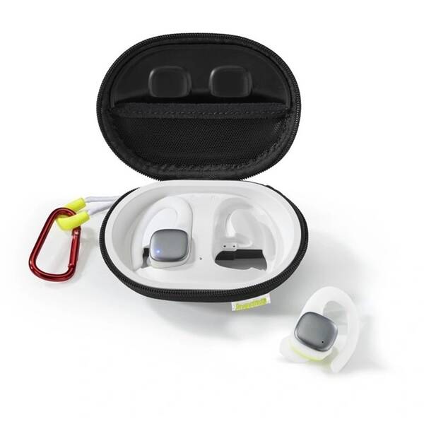 Slúchadlá Hama Bluetooth Spirit Athletics s klipom, kôstky, nabíjacie púzdro biela

