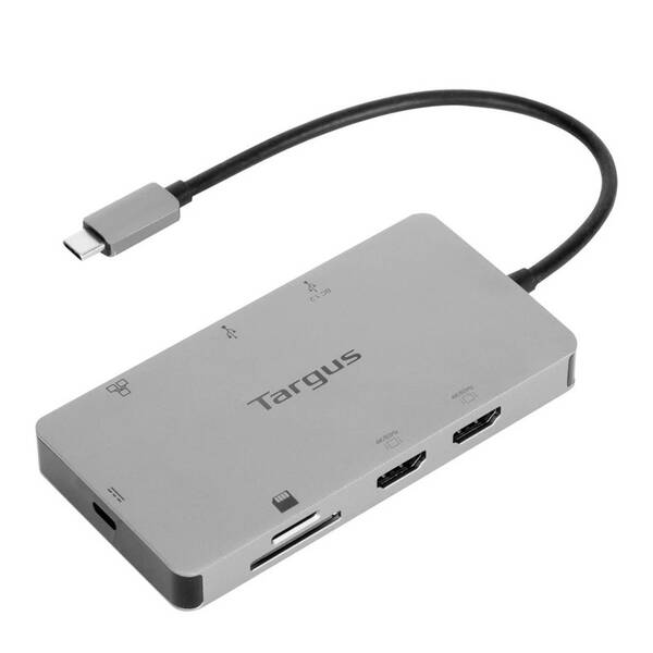 Dokovacia stanica Targus Universal USB-C Dual HDMI 4K Dock, 100W PD Pass-Thru, MST strieborná

