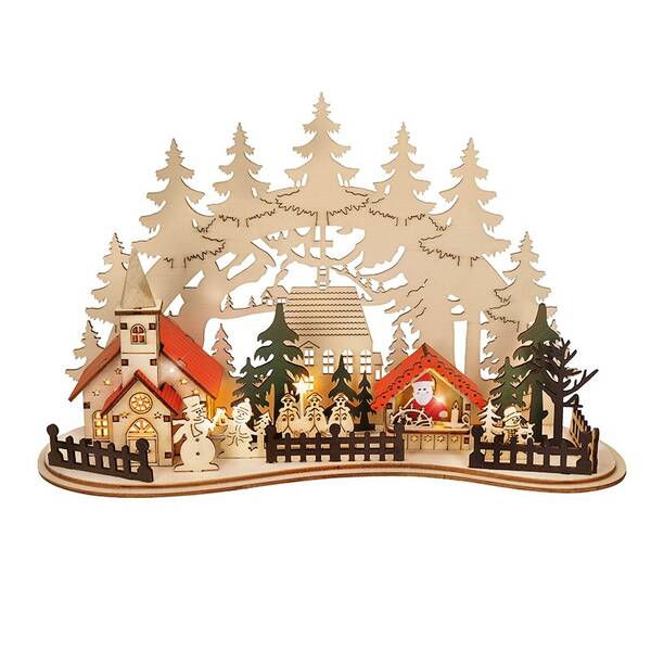 LED dekorácie Solight vianočné mestečko s kostolom, 30x19cm, 2x AAA 

