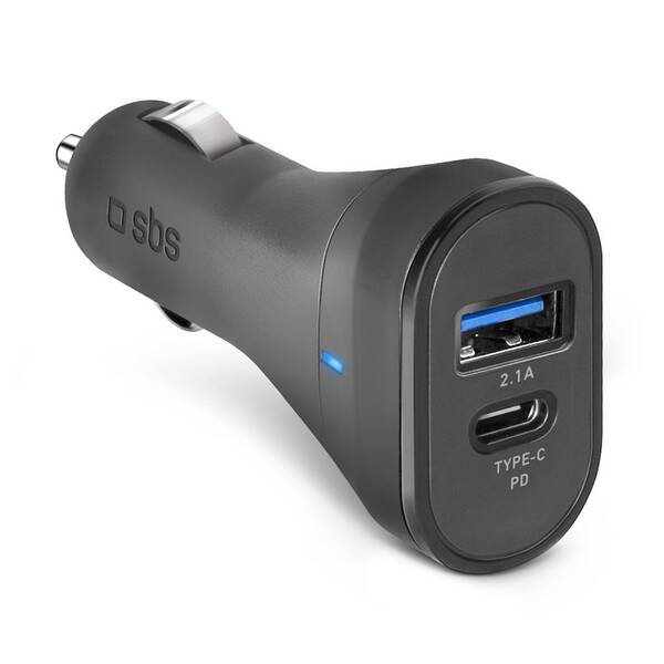 Adaptér do auta SBS USB-A/USB-C, 10 W, 2,1 A/3,1 A čierna

