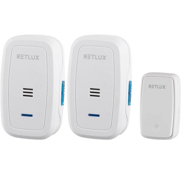 Zvonček bezdrôtový RETLUX RDB 104, 2x zvonček do siete 230V + tlačidlo biely

