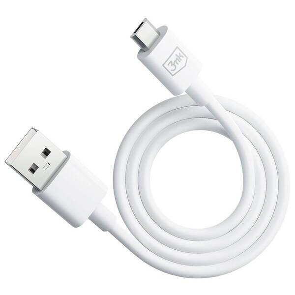 Kábel 3mk Hyper USB-A/microUSB, 2,4A, 1,2m biely

