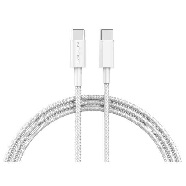 Kábel GoGEN USB-C / USB-C, 1m, opletený biely

