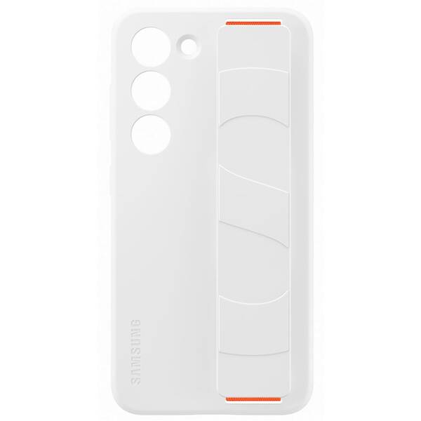 Kryt na mobil Samsung Silicone Grip s pútkom na Galaxy S23 biely

